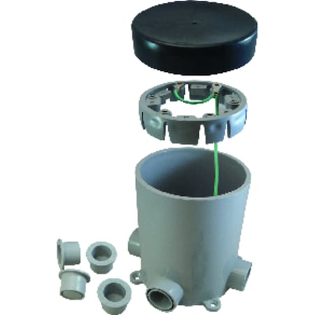 Cantex Electrical Box, 19.5 cu in, Junction Box Type, 1 Gang, PVC, Round Shape 5133760U